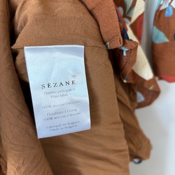 Sezane Vic Midi Dress in Brown Floral Design Size 34/2 - Picture 5 of 13
